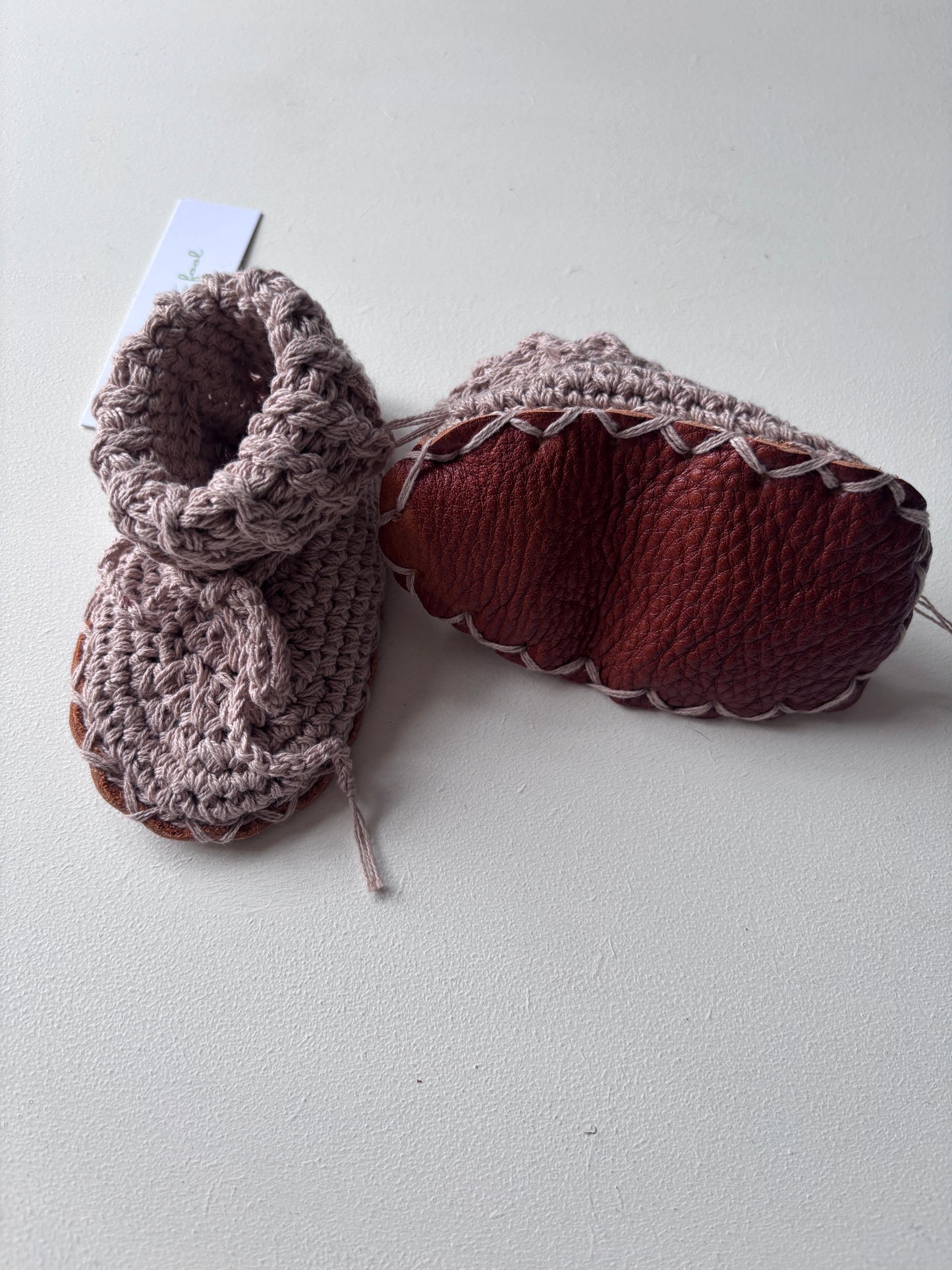 Leather sole pre-walker booties