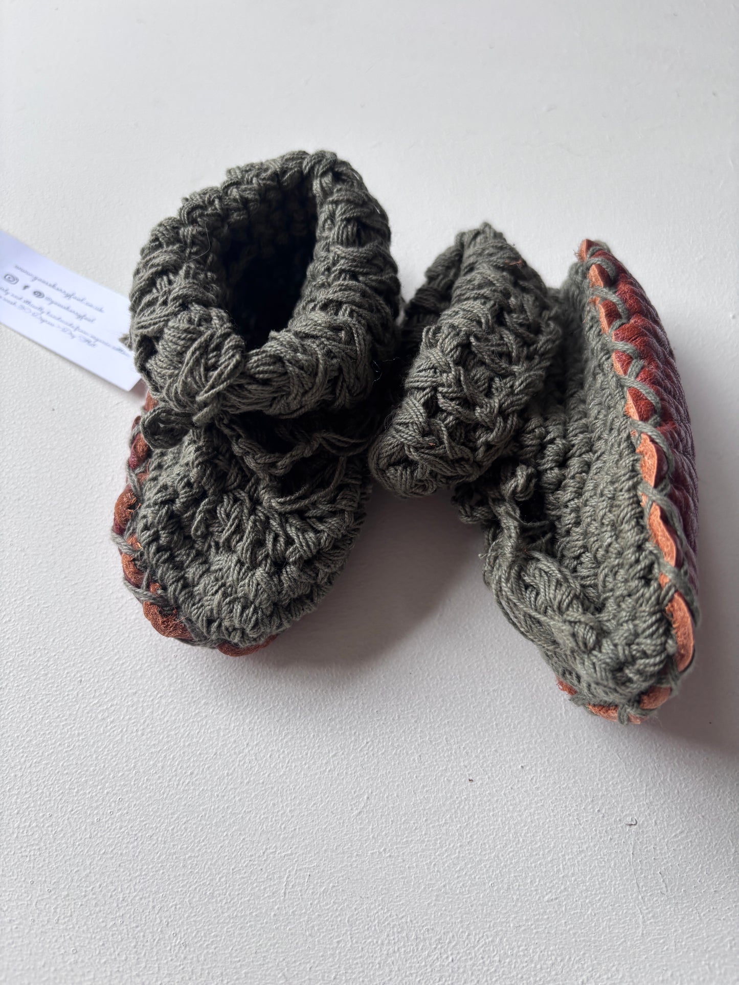 Leather sole pre-walker booties