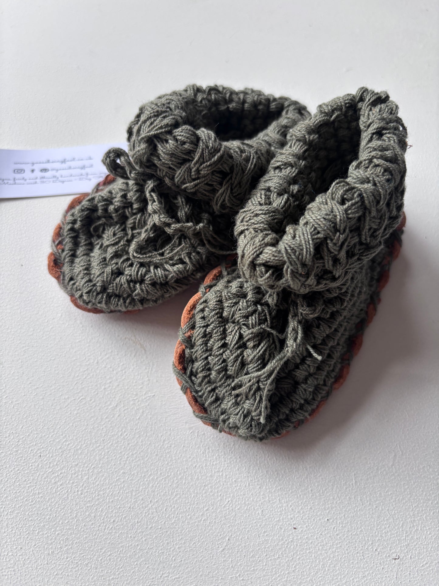 Leather sole pre-walker booties