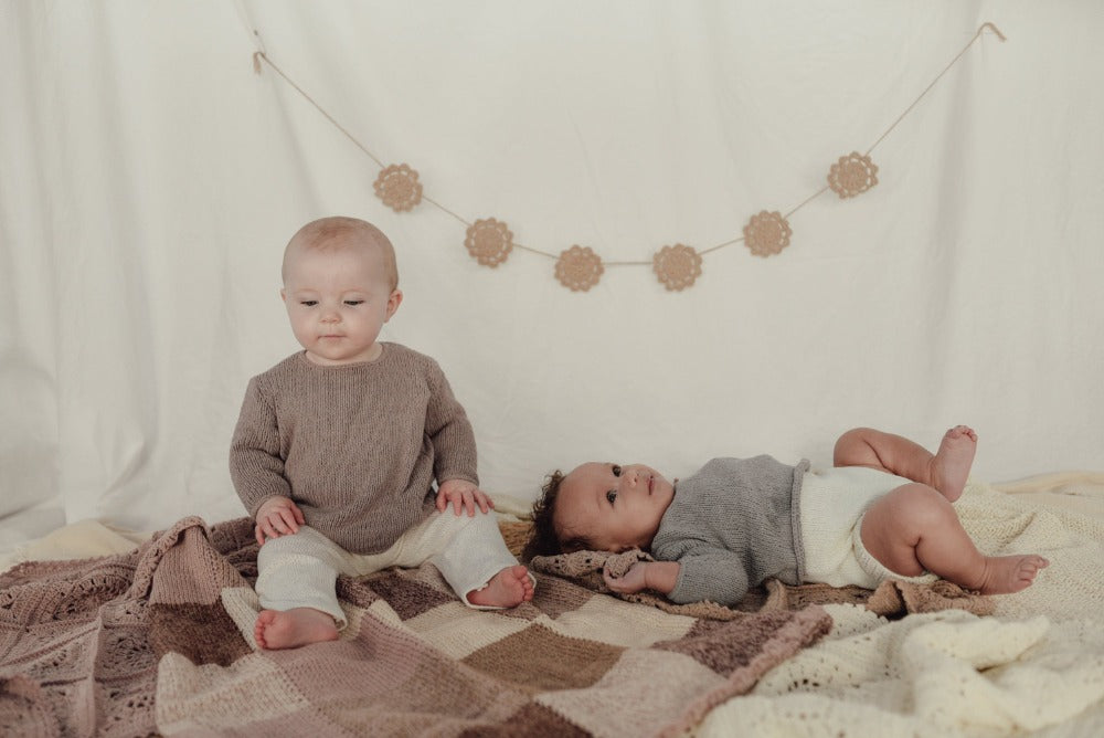 wool baby blanket and cotton knits