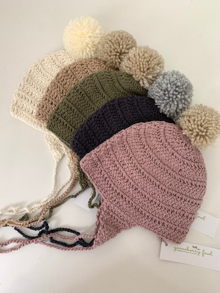 Acorn Bonnet, organic cotton baby hat