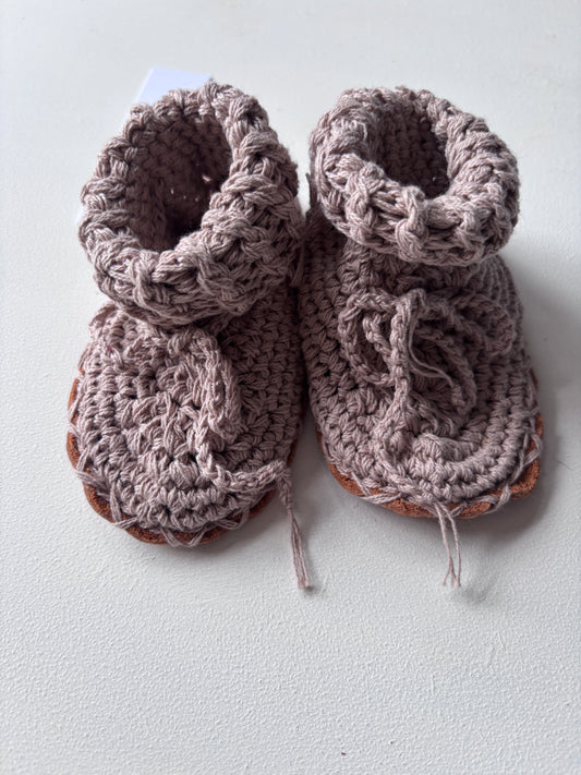 Leather sole pre-walker booties