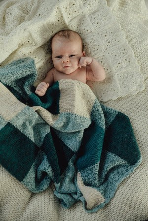 hand knit wool baby blanket