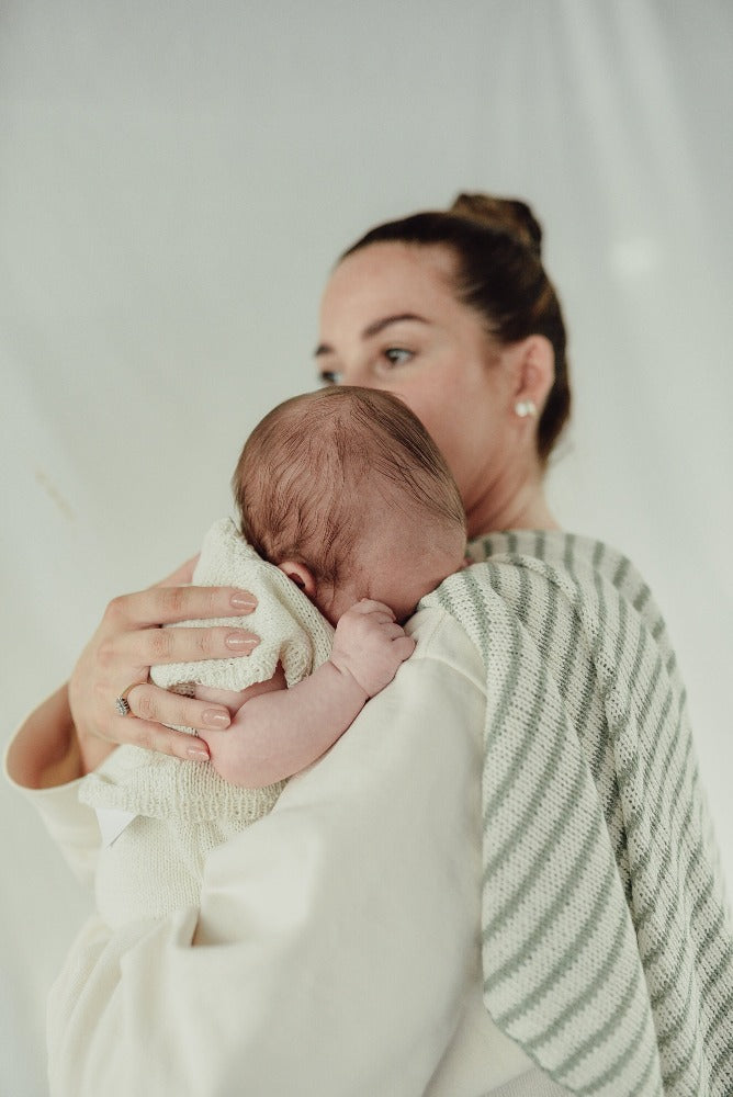organic cotton neutral striped baby swaddle