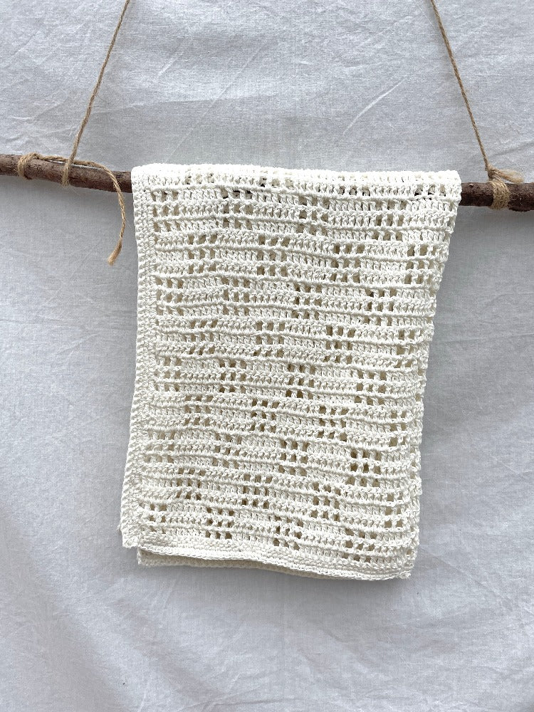 organic cotton cream crochet baby blanket